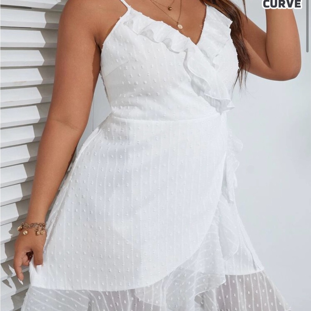 SHEIN White Ruffle Wrap Dress - Picture 3 of 3